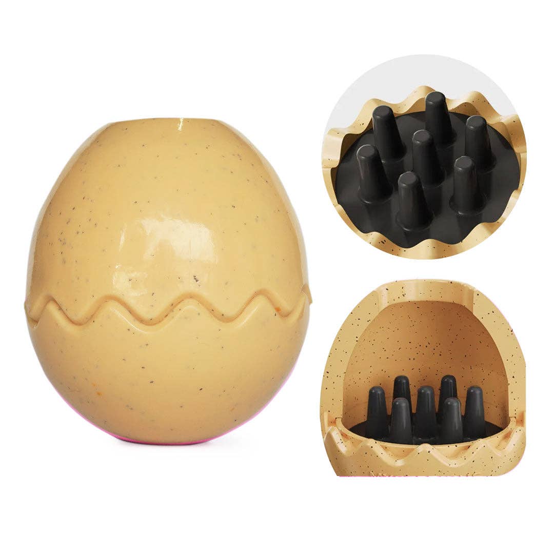 Beige Egg Rubber Food Enrichment Toy for wholesale on Faire0