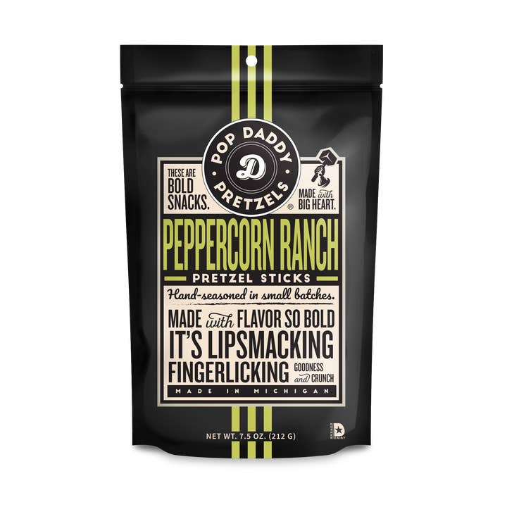 Pop Daddy – Peppercorn Ranch Seasoned Pretzels 7.5oz for wholesale by Pop Daddy Snacks