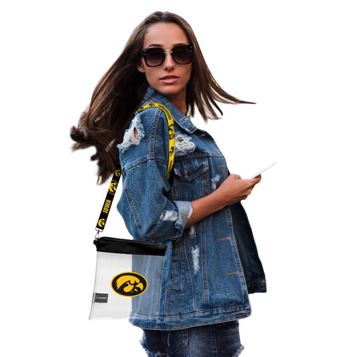 Little Earth Productions - Wholesale Crossbody Bag - Women's - NCAA Iowa Hawkeyes Clear Pattern Strap Bag