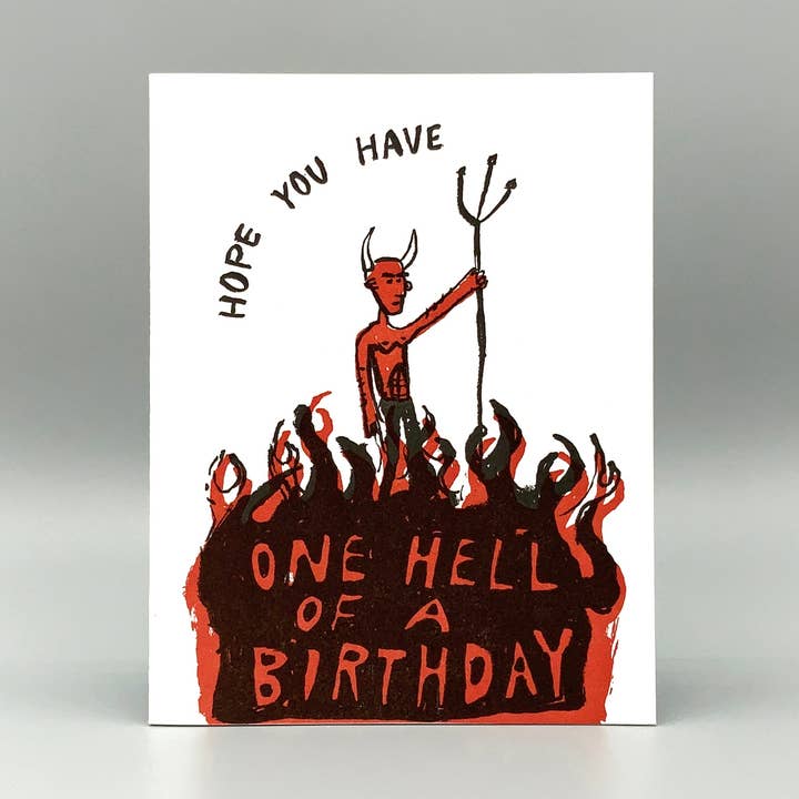 Carte d'anniversaire One Hell Of A Birthday - Letterpress pour la vente par Westland Press