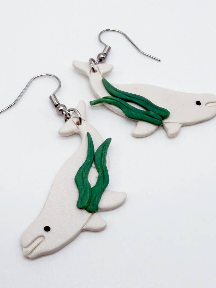 Beluga Seaweed Earrings for wholesale by Wild Coho Clay
