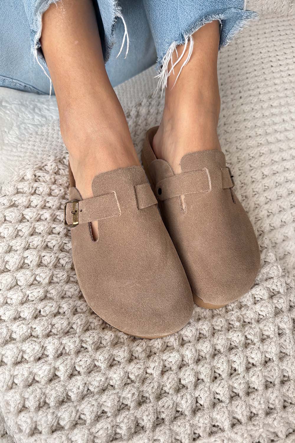 PMK SHOES - Wholesale Clogs - Women's - Teli - Mink - Suede Leather Clog Handmade in Argetina1