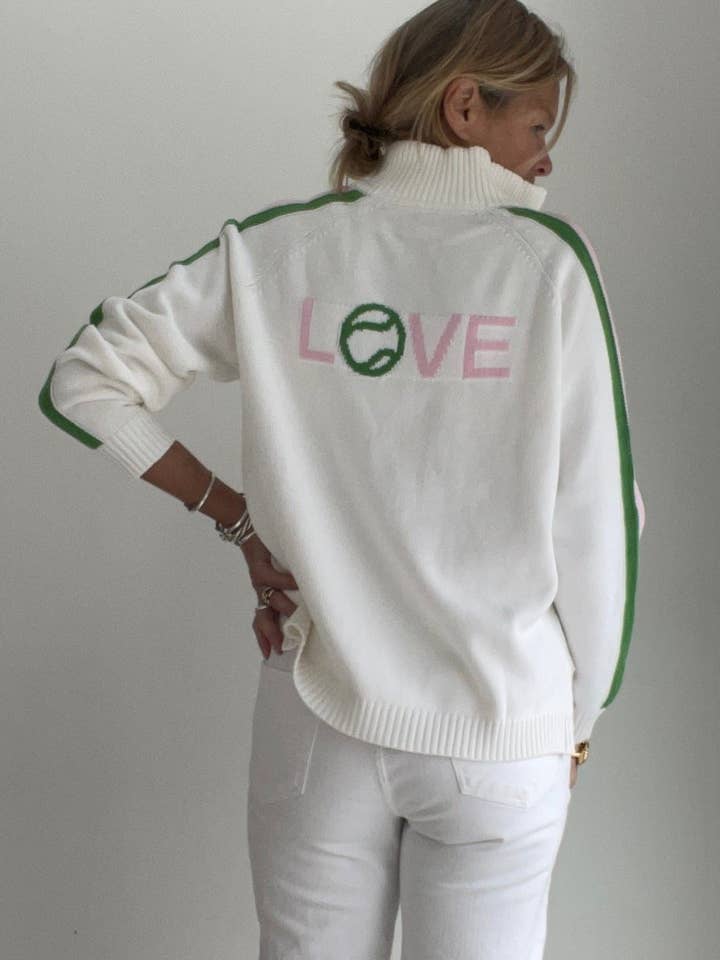 Love Tennis 1/2 Zip Pullover Sweater for wholesale by Pink Pineapple