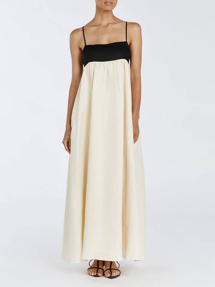 Beige Cotton Minimalism Spaghetti straps maxi dress for wholesale on Faire23