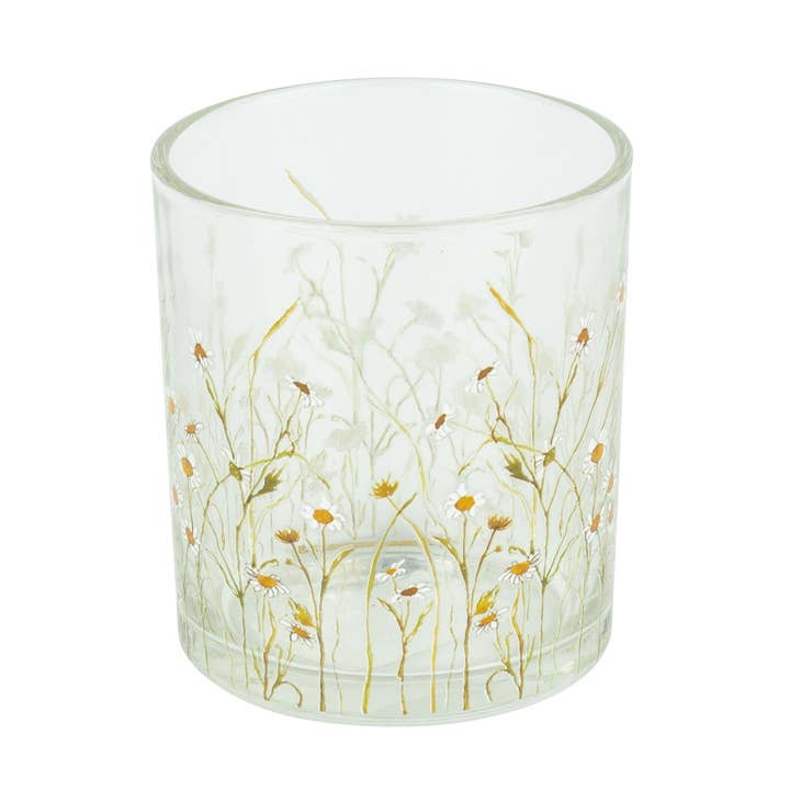 A00254: Glass holder TP with mini daisy pattern, 3 in for wholesale by Silver Tree Home & Holiday