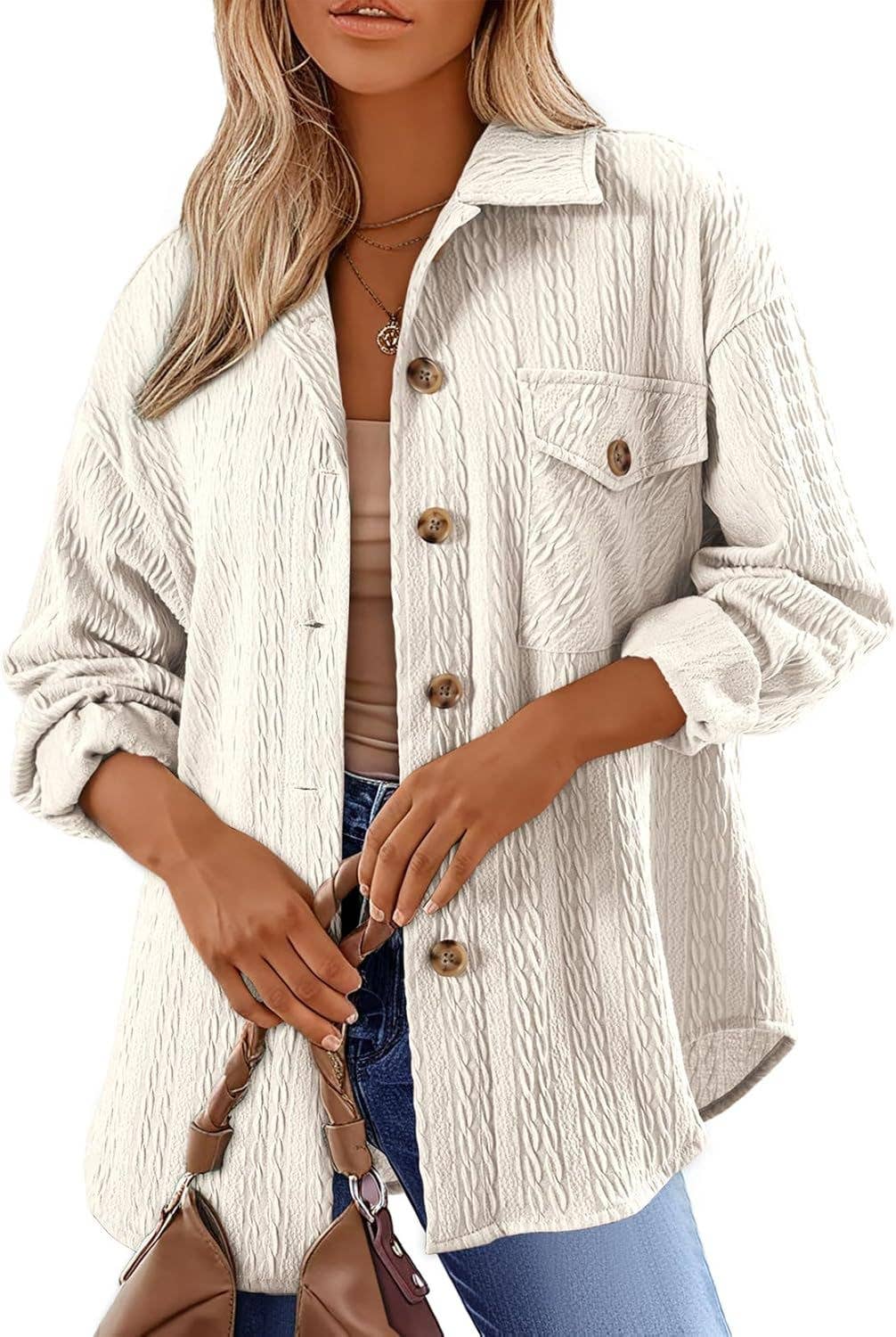 Lily Clothing - Wholesale Button Down Shirt - Women's - EVERYTHING GOES WITH A LAPEL SHIRT TOP0