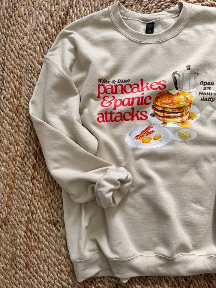Pancakes & Panic Attacks Crewneck for wholesale by MAE MAE