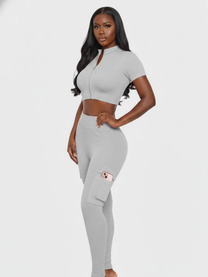 Conjunto de Carga Recortado con Cremallera Dividida Sin Costuras de 2 Piezas para venta al por mayor de To Star