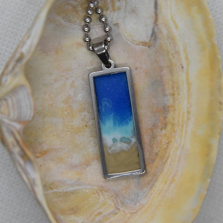 Ocean Vibe Dog Tag Necklace for wholesale by Caitlin Accurso Art