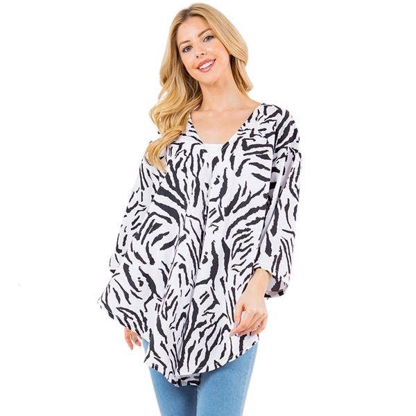 The Magic Scarf Company - Wholesale Poncho - Women's - 3779 - V-Neck Poncho with Sleeves0
