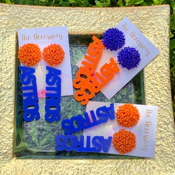 Scout Celebration Astros Earrings for wholesale by THE ACCESSORY SCOUT