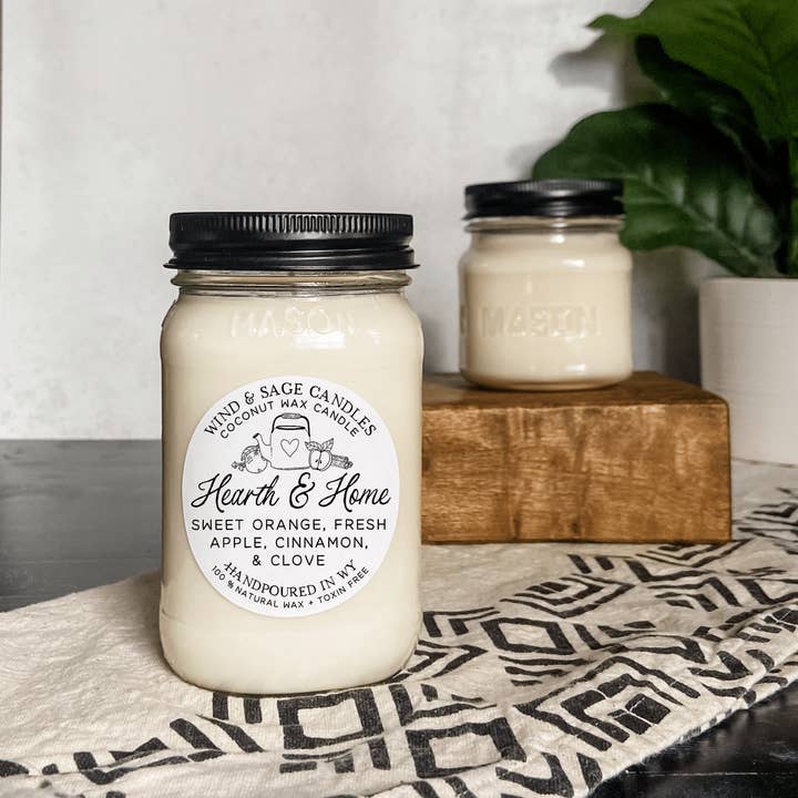 Wind & Sage - Wholesale Jar/Filled Candle - Hearth & Home Mason Jar Candle, 100% Natural Wax3