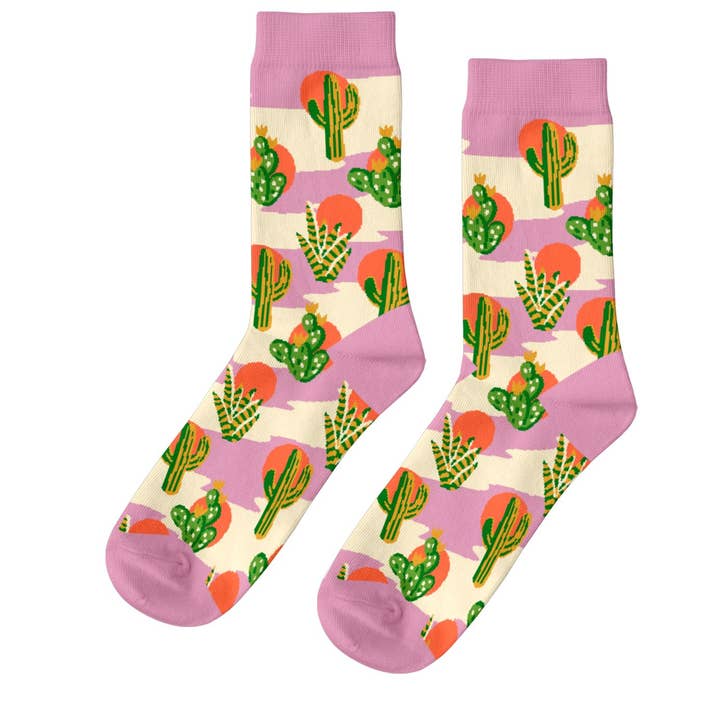 Southwest Cactus Socks - Small Crew Socks for wholesale by Yellow Owl Workshop