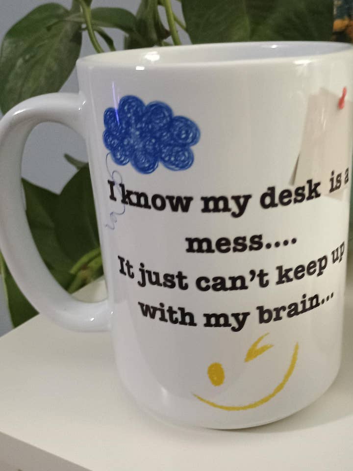 Messy Desk Coffee Mug - Funny Office Gift 11oz Ceramic Mug for wholesale by American Taina Crafts