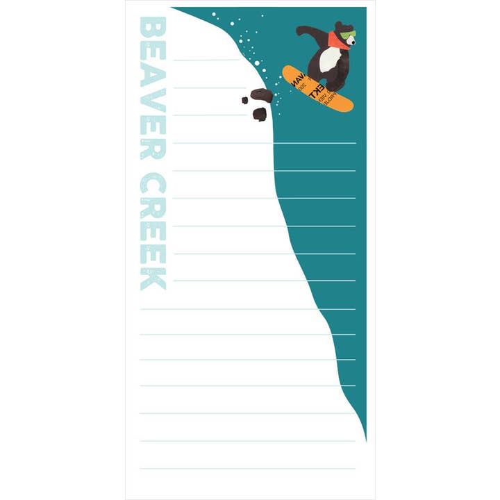 "Beaver Creek Snowboard Jump Notepad" – Bold Ski Notepad for wholesale by Lilybart LLC
