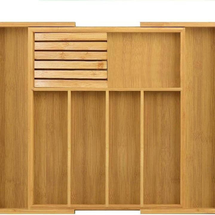Bamboo Cutlery Tray Organiser Expandable Kitchen Drawer for wholesale by MantraRaj / ECONX