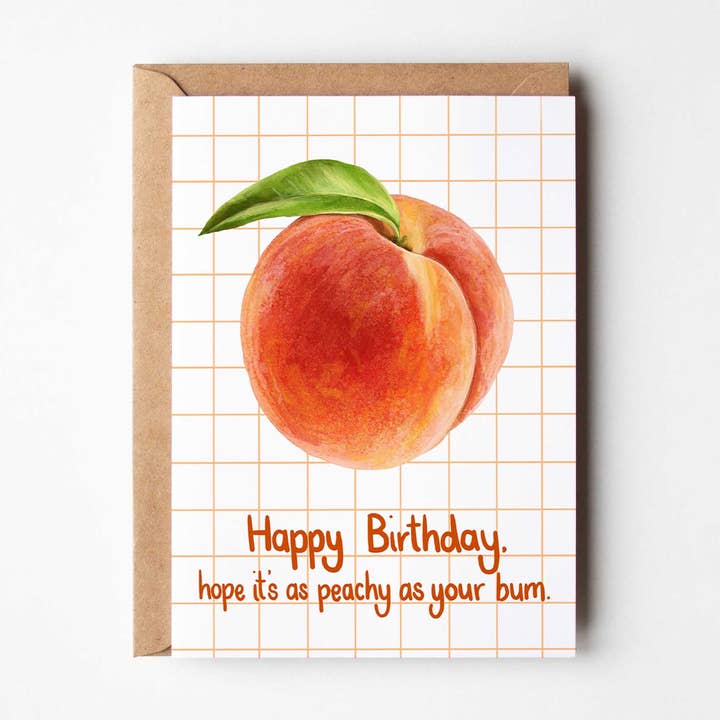 Peachy Bum Lustige Geburtstags-Grußkarte für den Großhandel von Katie Tinkler illustration