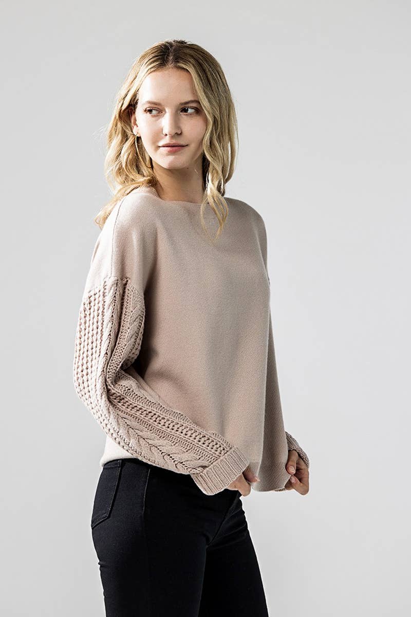 noflik – Großhandel Strickpullover – Damen – Plus Cozy Solid Body Contrast Cable Strickpullover -INT1031P_5