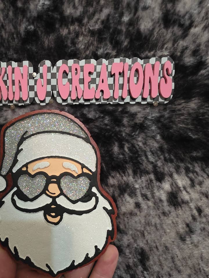 Heart Eyes Santa Christmas Handmade Car Air Freshener for wholesale by Buckin J Creations