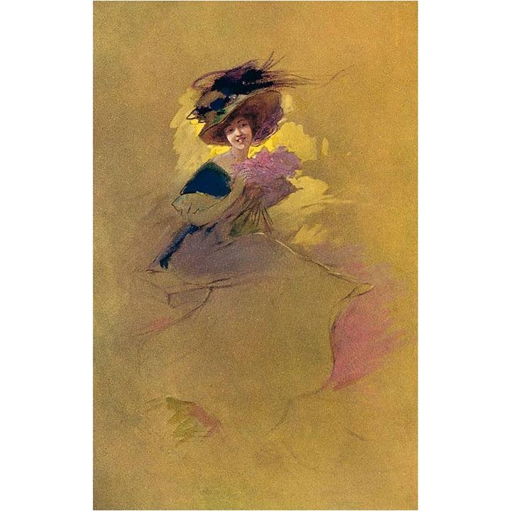 Magnet BW-74 Victorian Woman with Feather Hat and Flowers for wholesale by Found Image Press