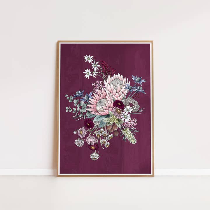 Blomsterbuket i blomme Artprint for engroshandel hos Typoflora