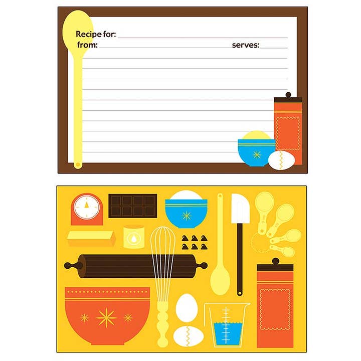 Ensemble de cartes de recettes : 1 carte de couverture, 25 cartes de recettes et ustensiles pour la vente par Out of the Woods of Oregon