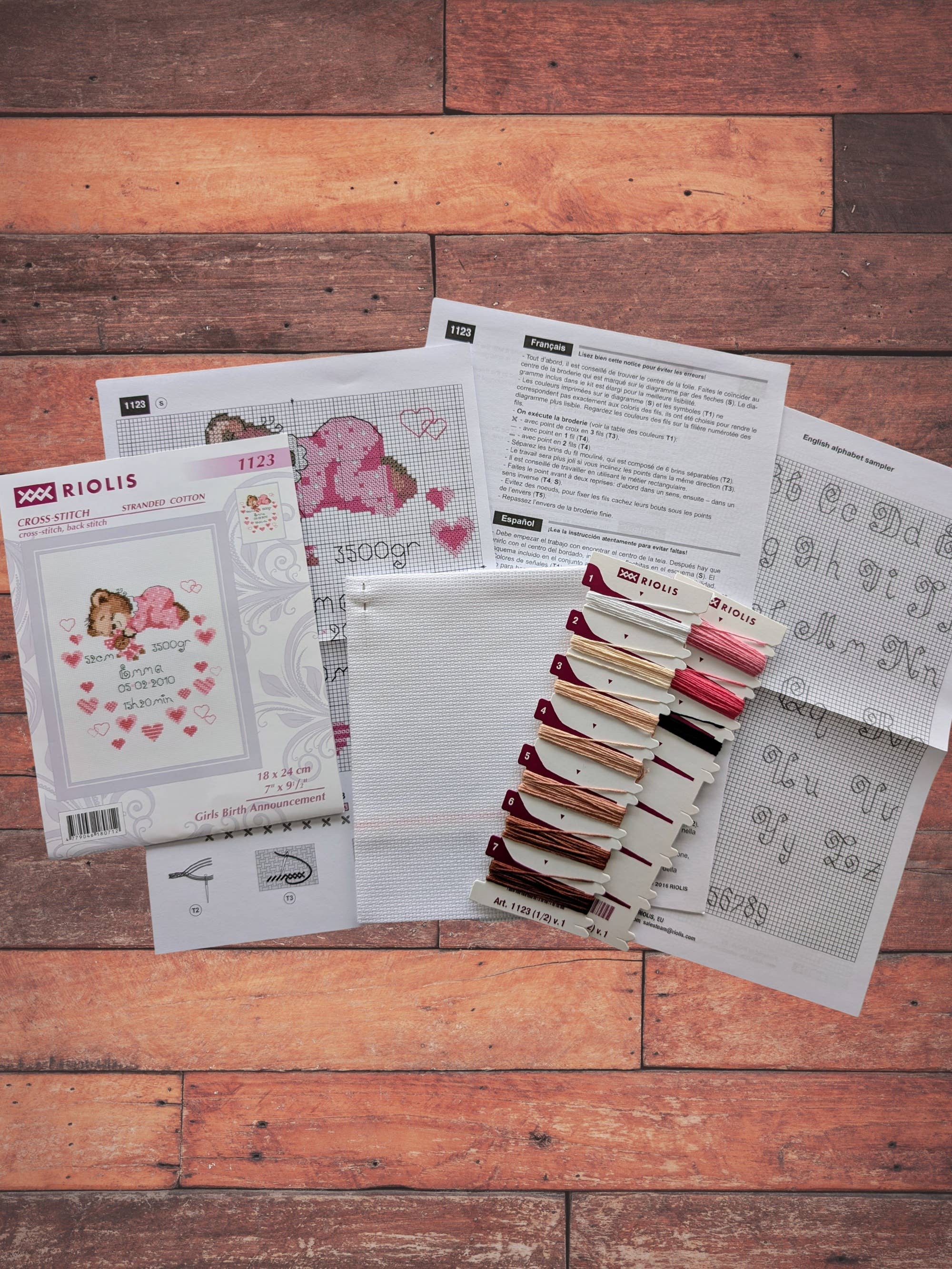 RIOLIS – Material para bordar/ponto de cruz por atacado – Kit de Ponto Cruz da Riolis 1123 Anúncio de Nascimento de Meninas2