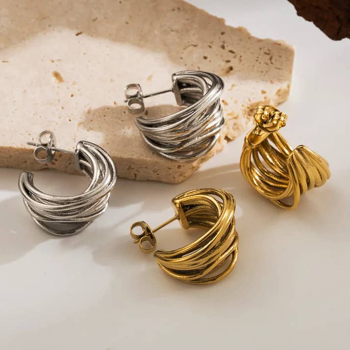 Pendientes de acero inoxidable 304 chapados en oro de 14 quilates al por mayor para venta al por mayor de Gooddiy