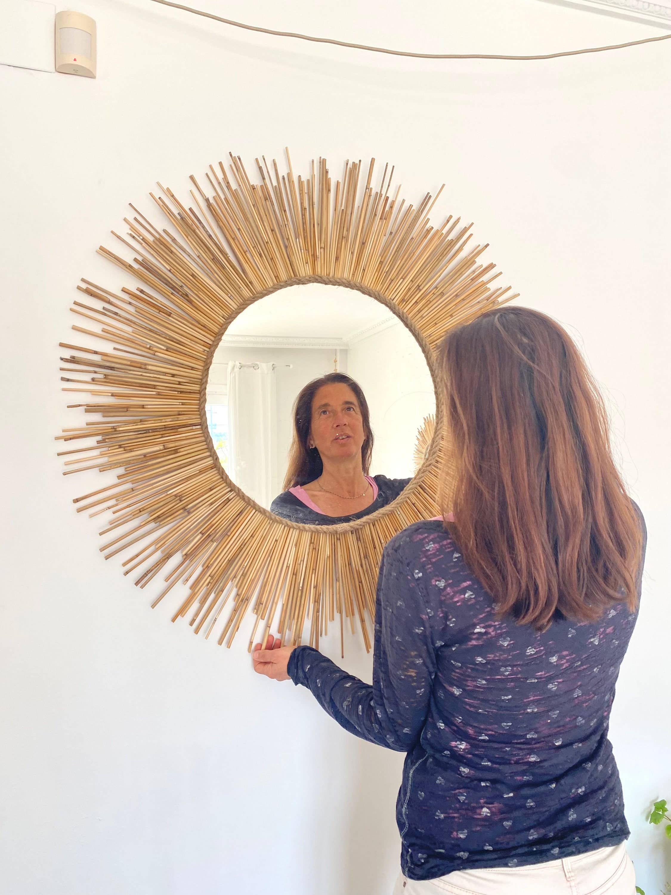 Geometrik Design – wholesale Wall stone – Natural Bamboo Round Decorative Wall Mirror9