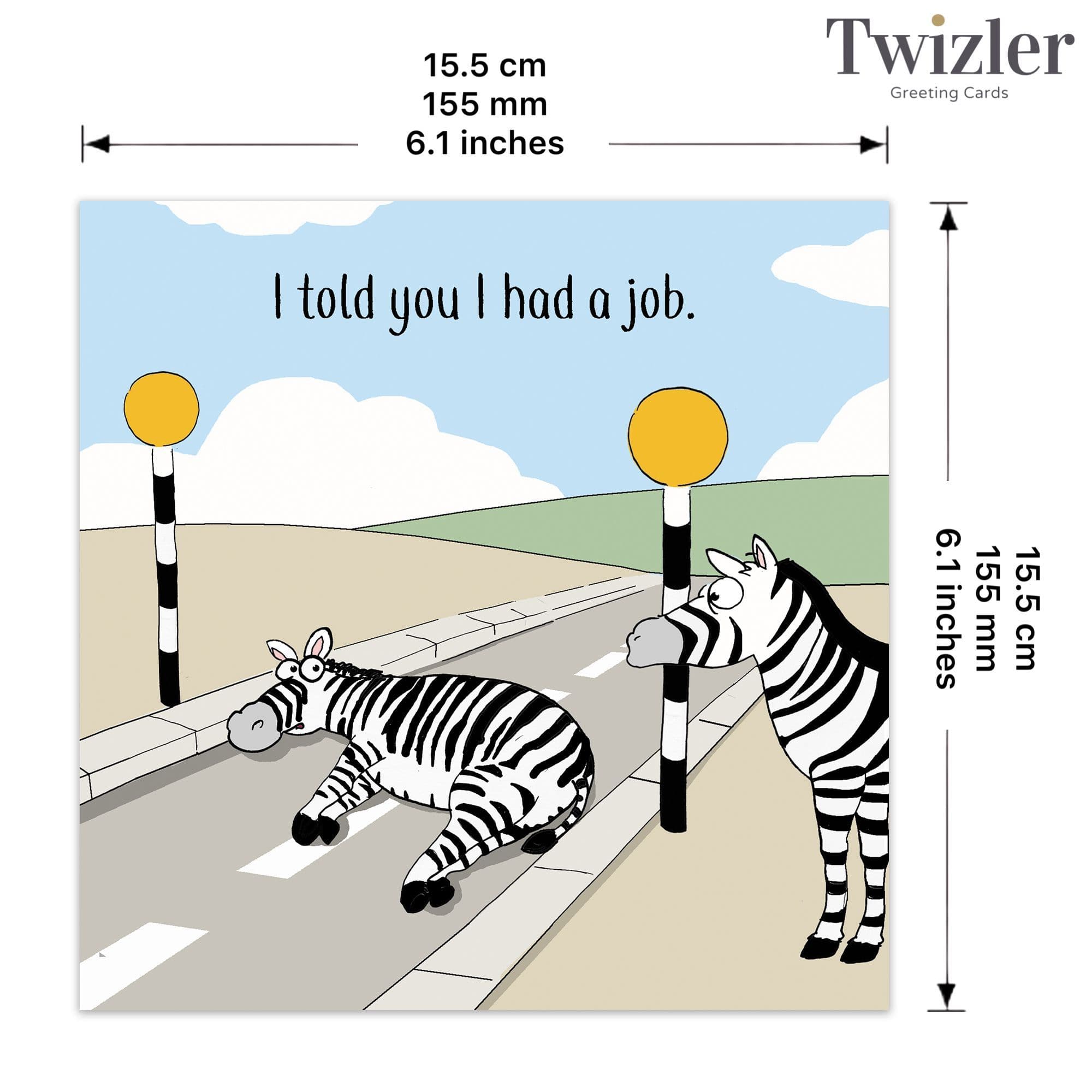 Twizler Ltd - Vente Carte de vœux classique - Carte humoristique Zebra Crossing2