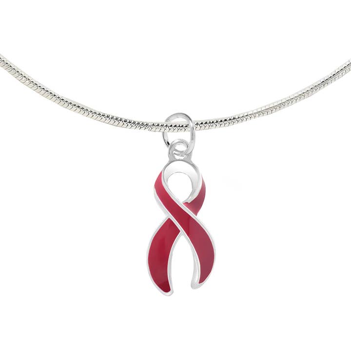 Large Burgundy Ribbon Necklaces for wholesale by The Awareness Company