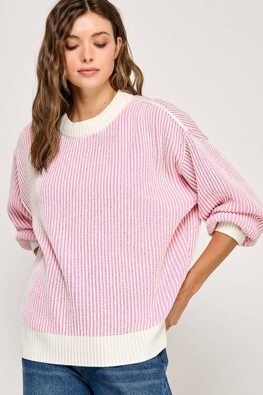 Miss Love - Wholesale Knit Sweater - Women's - Super Soft Strip Sweater23