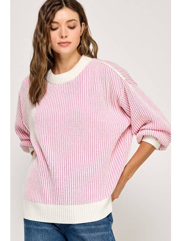 Miss Love - Wholesale Knit Sweater - Women's - Super Soft Strip Sweater23