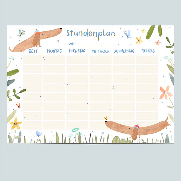 Hannahs Firlefanz - Wholesale Calendar - Timetable Dachshund, school start, school cone, school enrollment