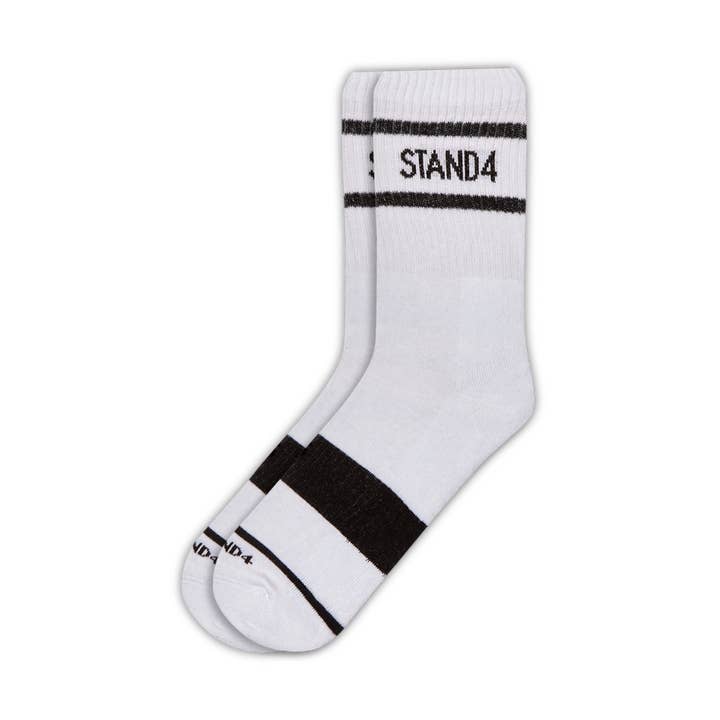 Meia Crew Stand4 Branca por atacado de Stand4 Socks US