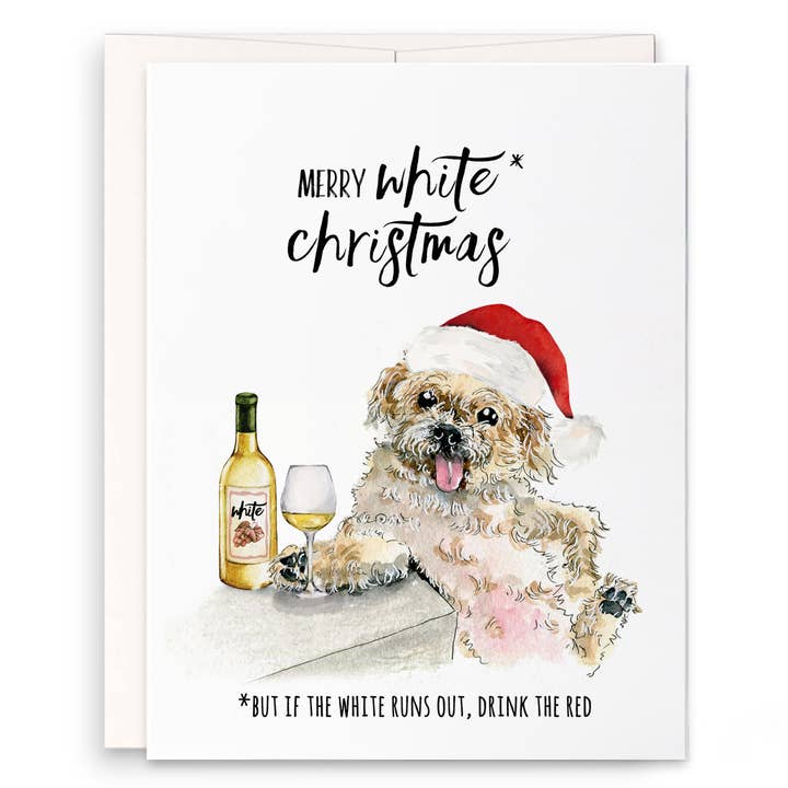White Wine Christmas Card - Funny Christmas Card for wholesale by Liyana Studio