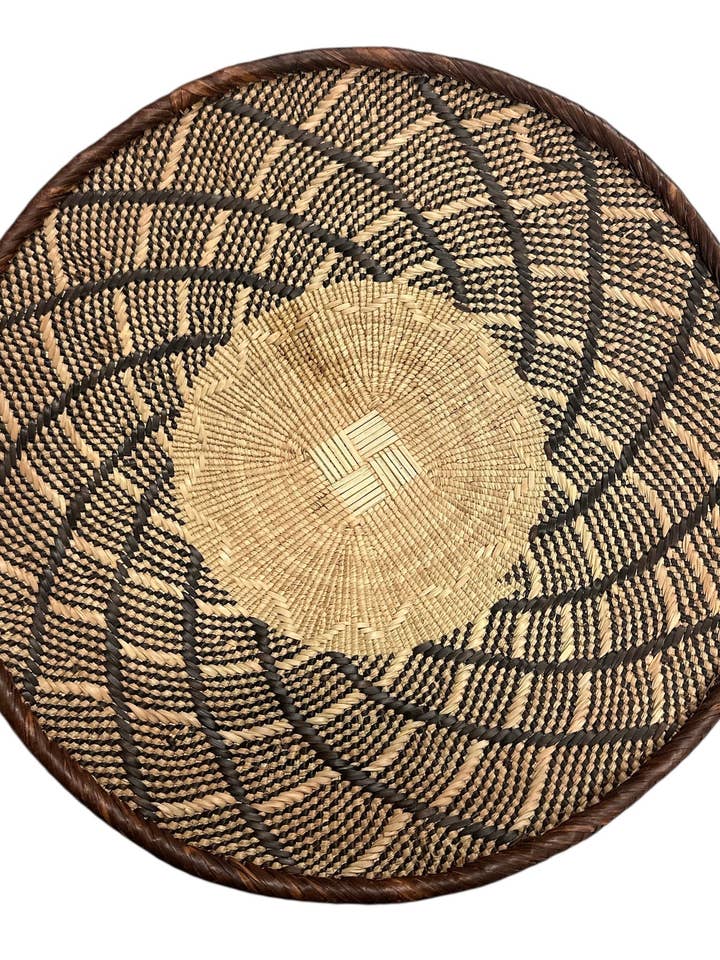 Cesto de 14,5" de diâmetro Binga ou Tonga do Zimbabué Cesto # 45 por atacado de The African Home Goods