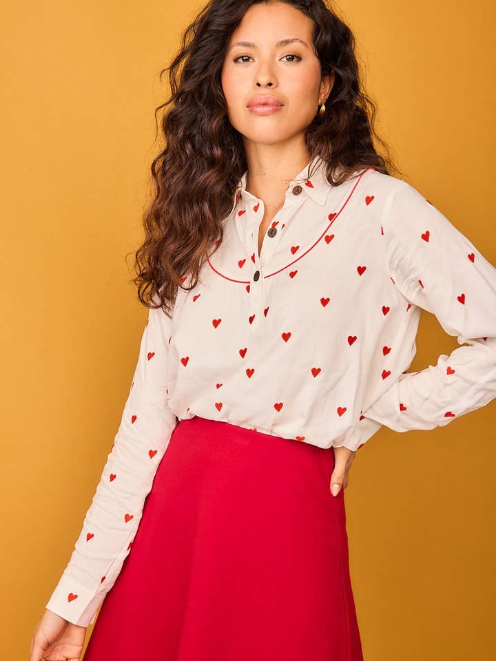 Smile - Wholesale Button Down Shirt - Women's - Bellota White Shirt2