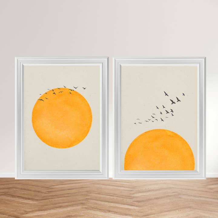 Set di poster Minimal Art formato A4 – stampe artistiche di alta qualità Natura & Sole | Realizzato in Germania per la vendita all'ingrosso da parte di LichtwegOnline