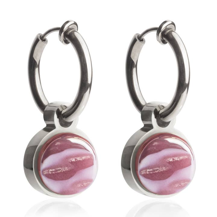 Boucles d'oreilles Mix & Match avec pendentif • argenté/rose quartz • 14 mm pour la vente par ALEXASCHA