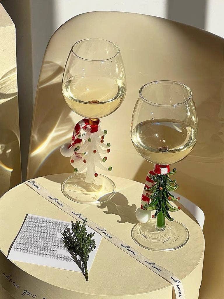 INSPECIAL HOME - Wholesale Wine Glass - Handblown Christmas Tree Wine Glass Goblets Case Of 401