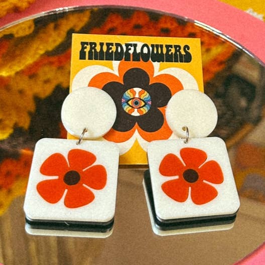 friedflowers - Venta al por mayor Pendientes colgantes - Pendientes con flores de inspiración retro de los años 70 de Little Layla1