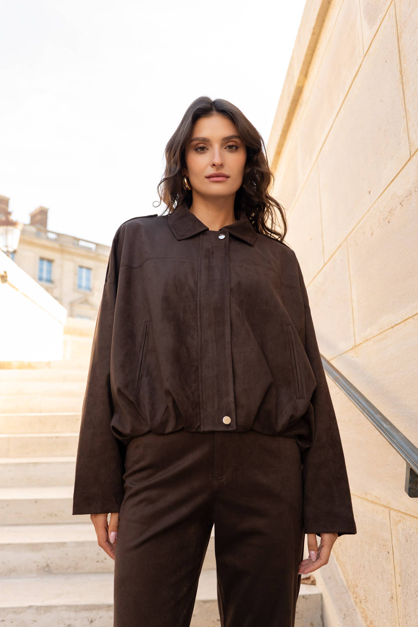 Attentif Paris - Wholesale Bomber Jacket - Women's - Oversized bomber jacket in suede with a loose fit5