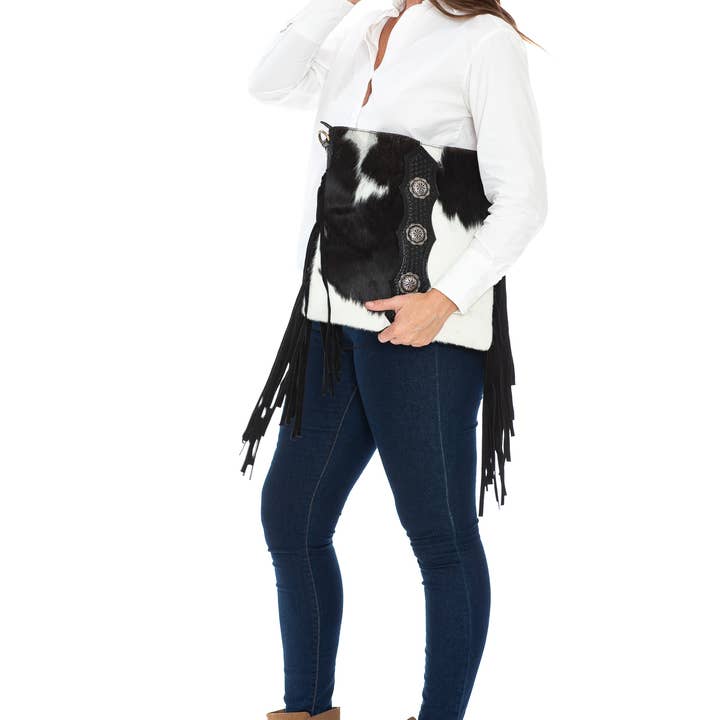 Leather Impressions Inc - Wholesale Crossbody bag – Women's - American Bison Western Style Hair on Hide Fringe Crossbody17