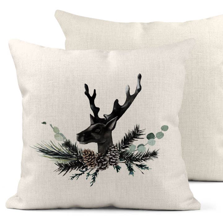 Black Moody Deer Pillow for wholesale by Quotable Life