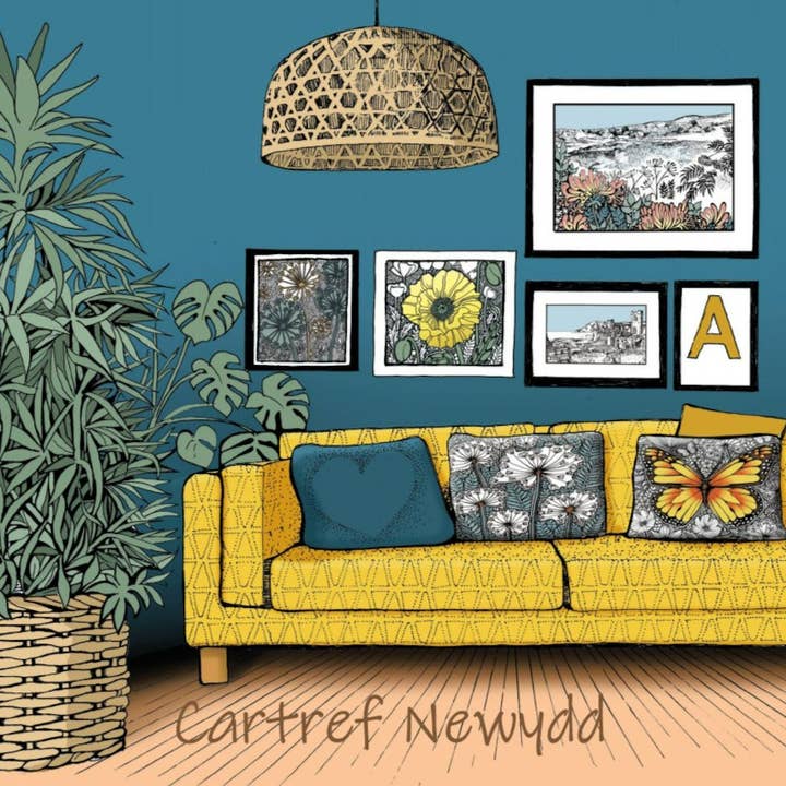 Cartref Newydd (New Home) Yellow Sofa for wholesale by Alff a Bet Design