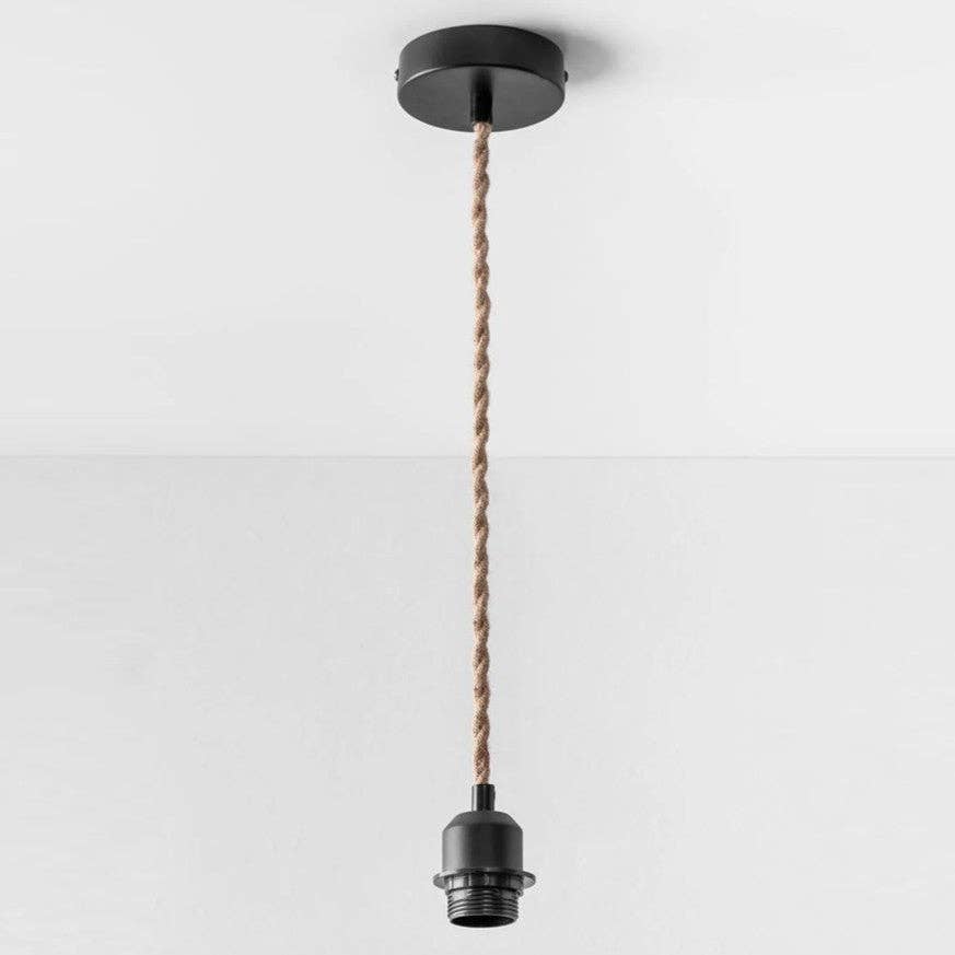 Bohome Living – Candeeiro/lâmpada suspensa por atacado – Sistema elétrico para suspensão preta e juta entrançada1