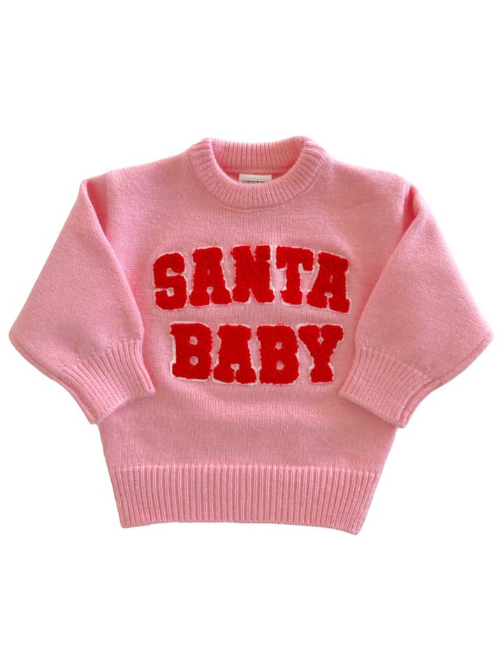 SpearmintLOVE - Wholesale Knit Sweater - Baby - Knit Sweater, Santa Baby Pink1