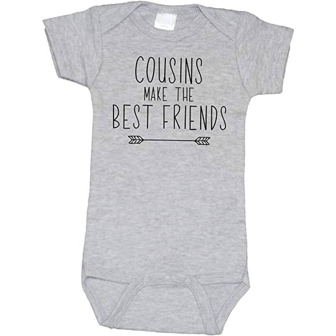 Cousins Make the Best Friends Baby Announcement Onesie for wholesale by Bump & Beyond Designs