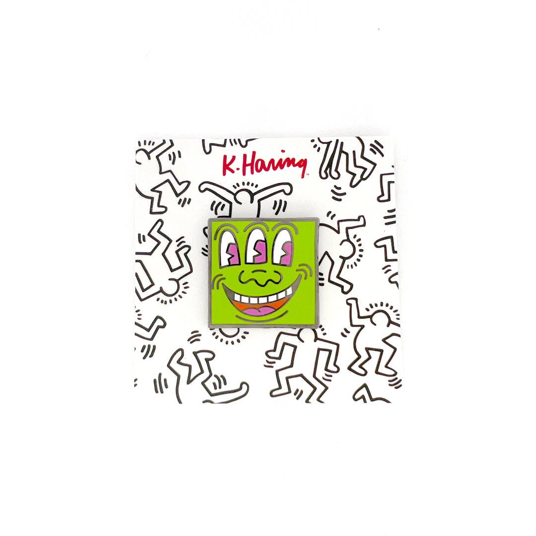 PINTRILL - Wholesale Lapel Pin/Button - Keith Haring - Green 3 Eyed Monster Pin1